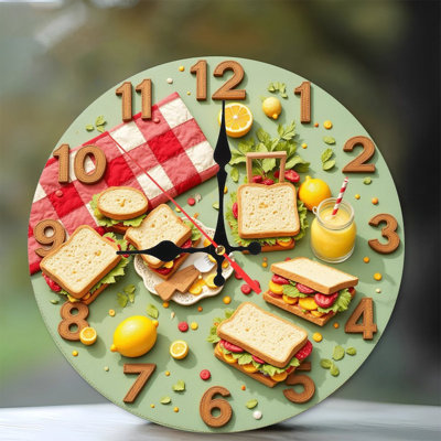 horloge, sandwiches, limonade, pique-nique, nourriture