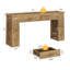Console l 63 po x P 11,8 po avec 2 tiroirs, table d'entrée longue pour le salon, canapé étroit brun clair moderne