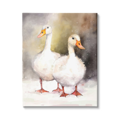Deux canards blancs dans la neige par Ziwei Li