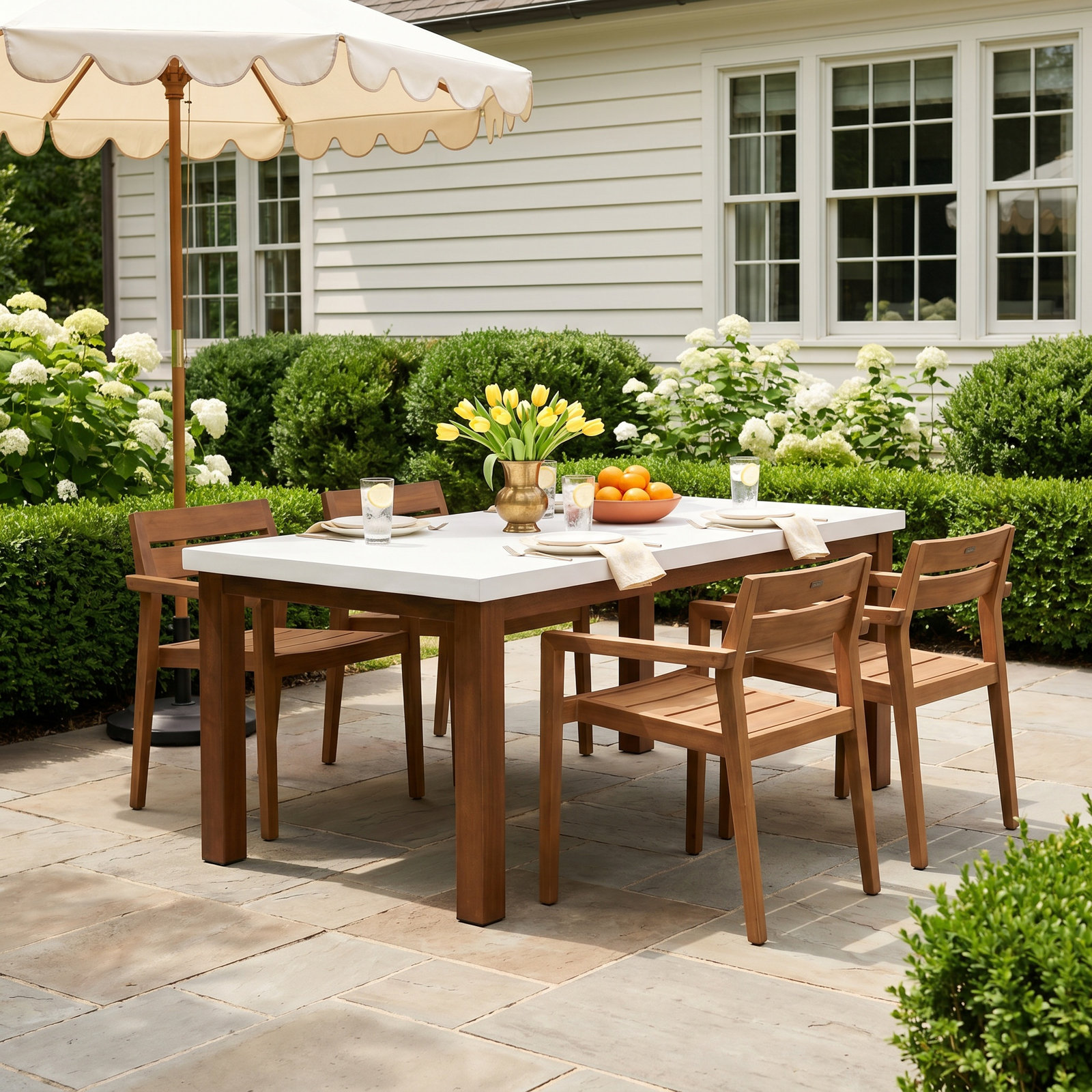 Kinsler 68" Eucalyptus Patio Dining Set