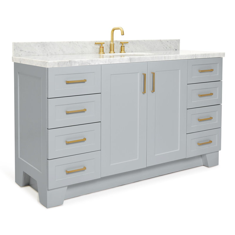 ARIEL TAYLOR 61 IN RECTANGLE SINK VANITY, Gray, Oval