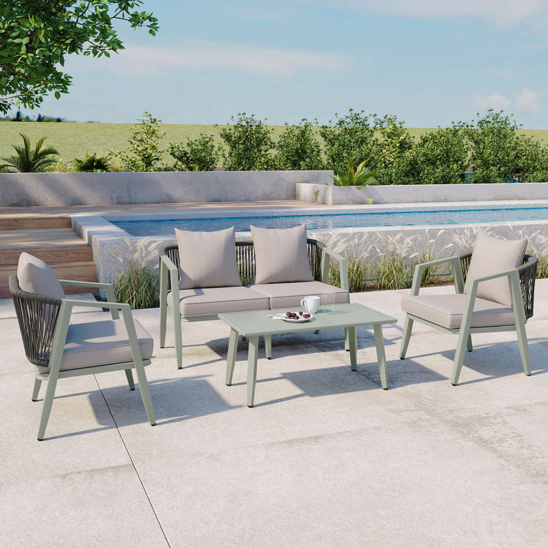 Ensemble de sièges d'extérieur durable et confortable, adapté aux patios, aux pelouses et aux bords de piscine, Gris clair