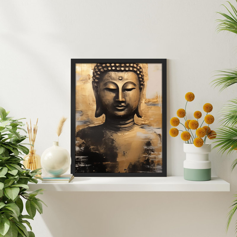 "Sculpture de Bouddha" sur papier, H 10 po x l 8 po, Noir