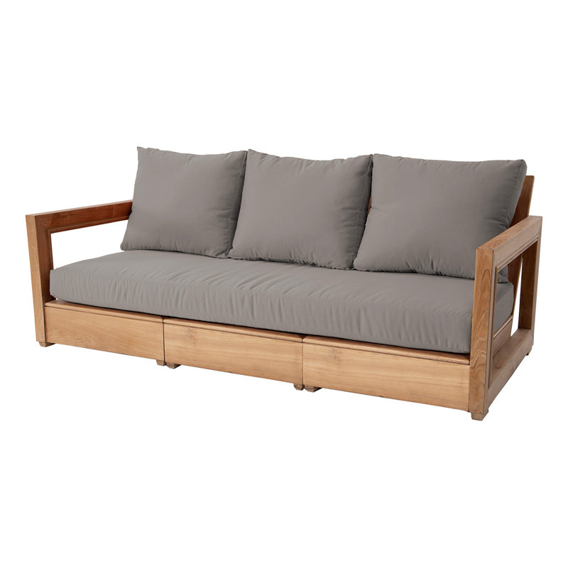 Canapé d'extérieur en teck de 82 po avec coussins Iromel, Taupe