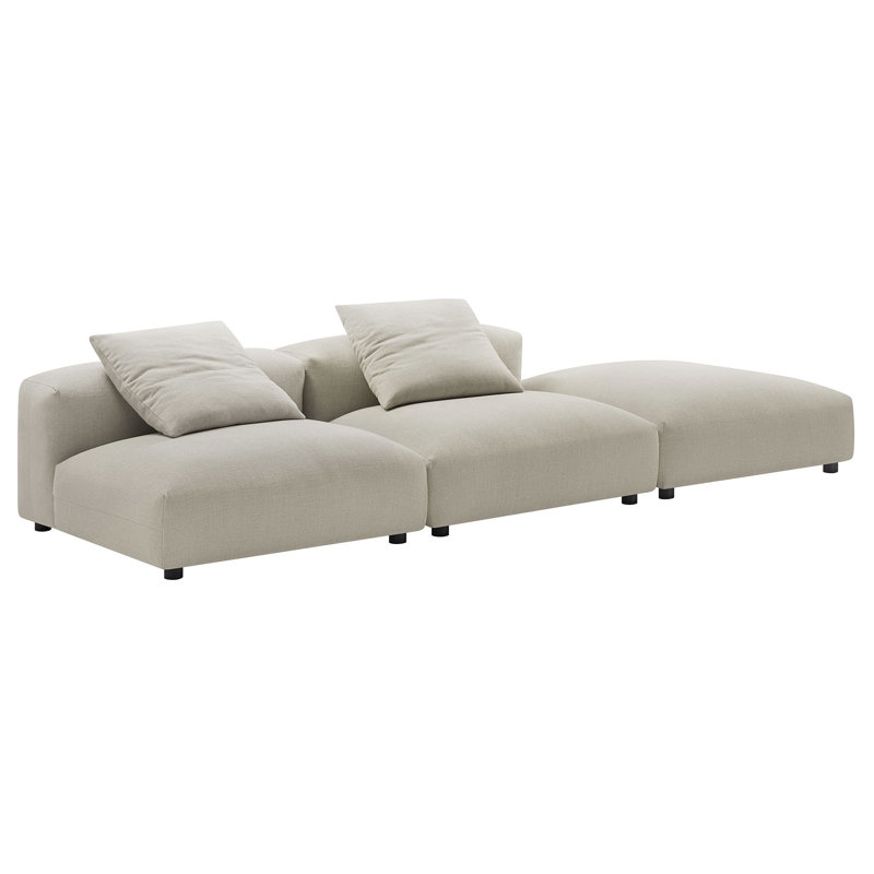 Solace 3-Piece Modular Upholstered Fabric Sectional Sofa, Beige Fabric