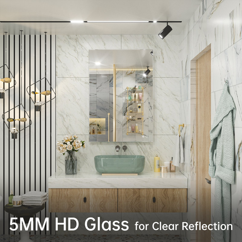 Adorna LED Backlit Frameless Lighted Bathroom Vanity Mirror Wall Mirror Dimmable Anti Fog, 24" x 36"