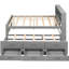 Lit double avec rangement pour tête de lit, lit gigogne simple et 3 tiroirs gris-116739038
