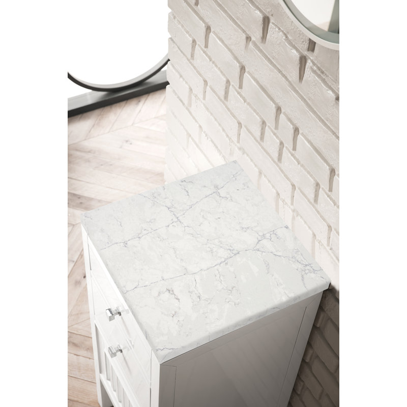 Athens 15" W Freestanding Bathroom Cabinet, Glossy White/Eternal Jasmine Pearl, Left Handed