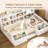 Montessori Floor Bed with Bookcase & Guardrails Storage Kids Grounded Bed, Mother & Child Low-Profile Bed-989917588-1004462599