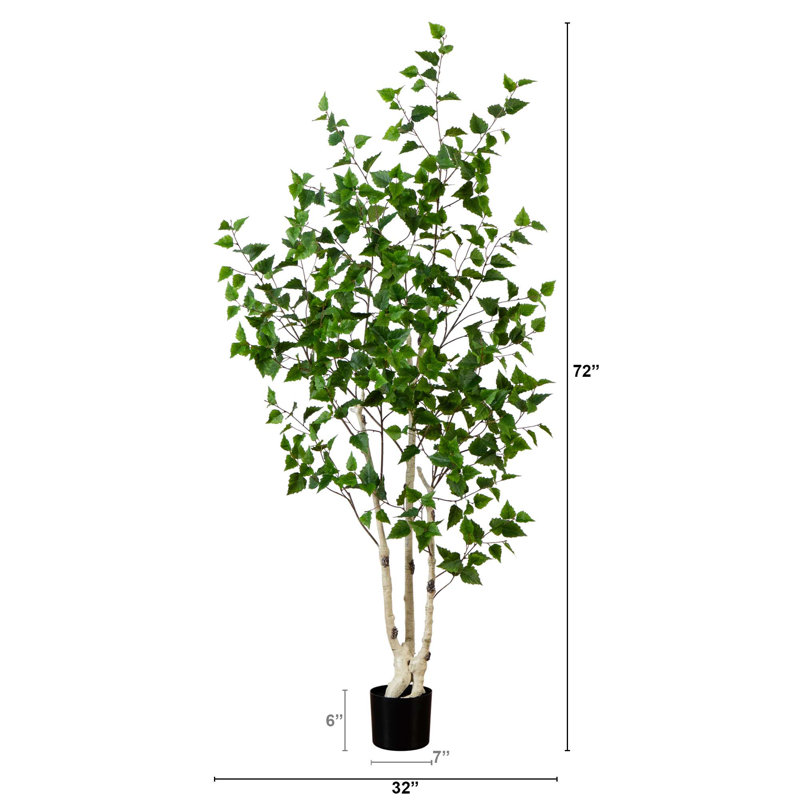 72'' Faux Birch Tree in Pot Liner