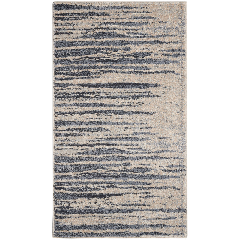 Tapis bleu marine / beige Ryanne, Rectangle 2 pi 2 po x 3 pi 9 po