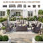 Ensemble de chaises de patio de luxe - Ensemble de 2 chaises de patio en osier toutes saisons et chaise berçante pivotante à dossier haut pour terrasse et osier gris près de la piscine-92686709-92686711