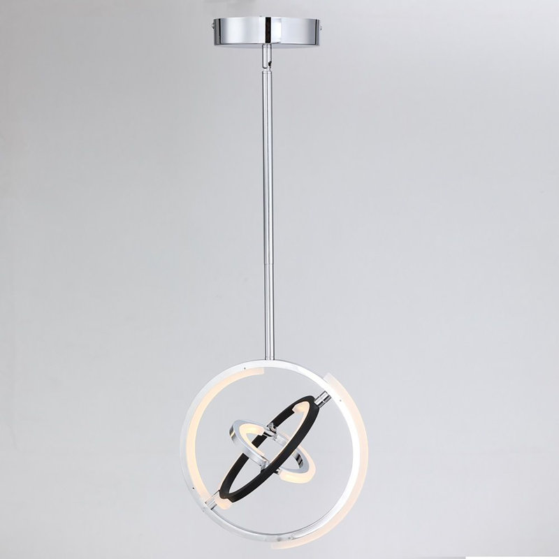 Trilogy 1 - Light LED Single Pendant, Nickel poli, H 13 po x l 13 po x P 13 po