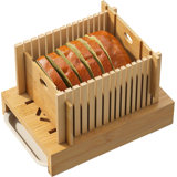 Bread Slicer Bamboo Wood With Crumb Tray Adjustable Bread Slicing Guide Foldable Compact Cutting Board Easily Cut Homemade Cake Bread