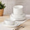 Service de table 12 pièces en céramique blanche 12 pièces - Service de vaisselle de style moderne pour 4 personnes, comprenant assiettes, assiettes à salade et bols - Articles essentiels pour les Fêtes, les mariages et les dîners