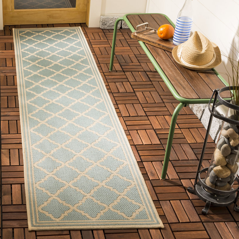 Tapis d'intérieur / extérieur à motif géométrique Adler, Tapis de couloir 2 pi 2 po x 12 pi