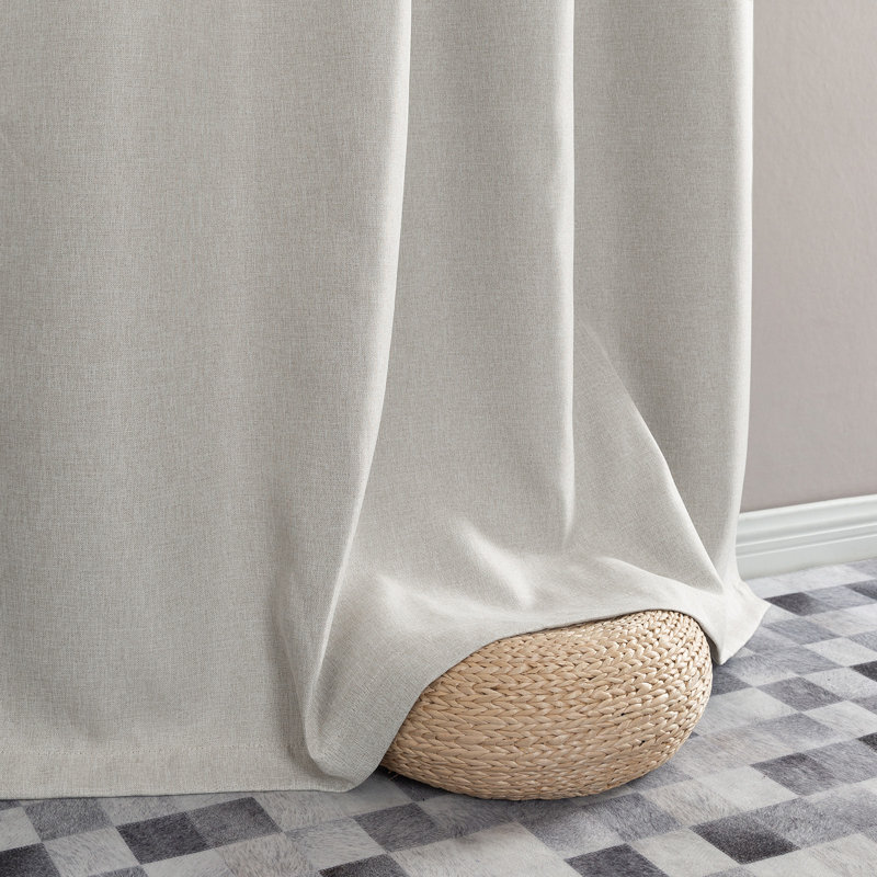 Grommet Room Darkening Linen Textured Curtain, 50" W x 72" L, Stone White