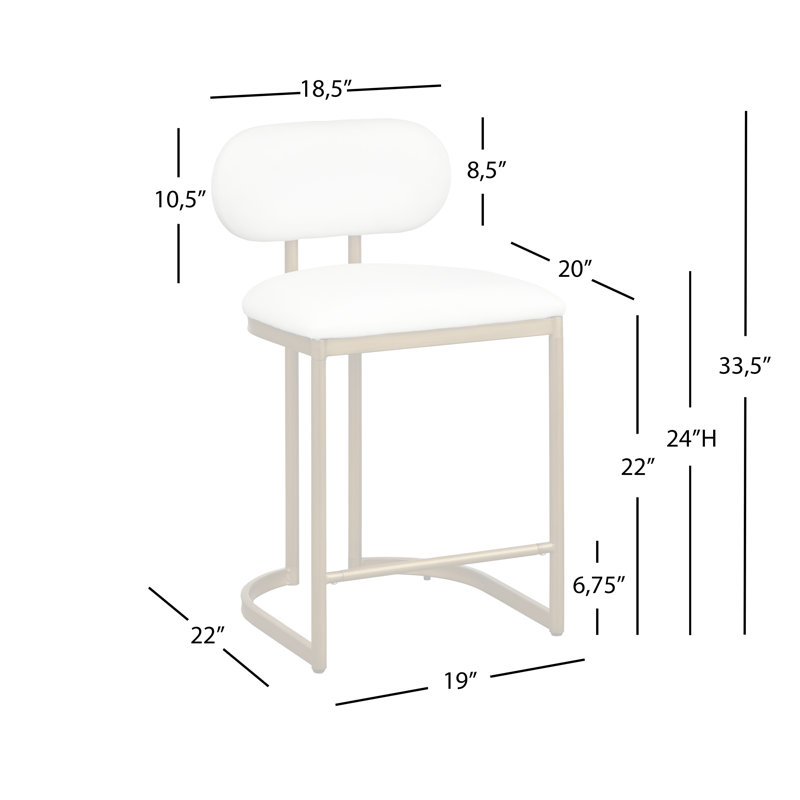 Tabouret de comptoir Haegen, Similicuir noir / cadre gris brossé