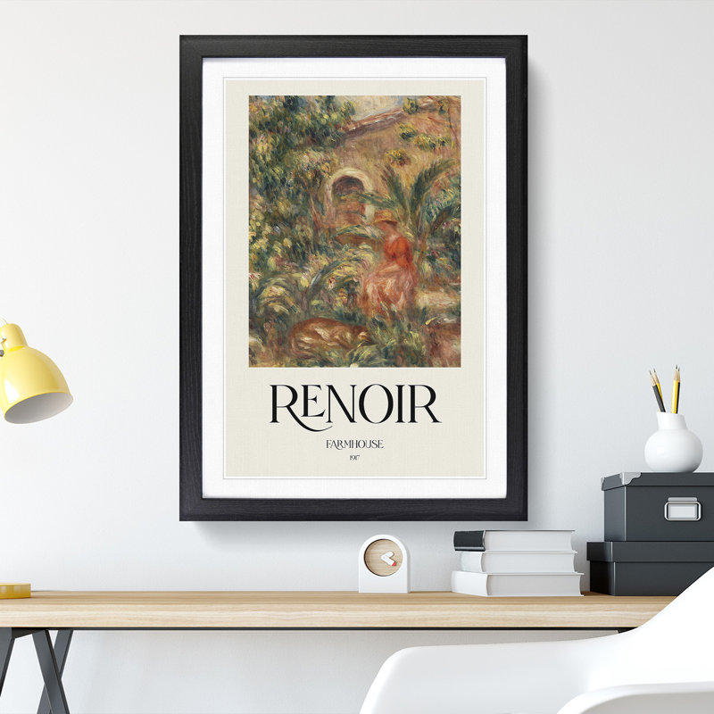 Farmhouse Vol.1 by Pierre-Auguste Renoir - Single Picture Frame Print, Black Framed, 65cm H x 48cm W x 2cm D