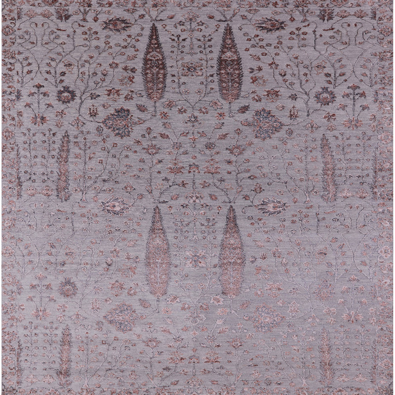 Tapis oriental brun / mauve Halbur, Carré 4 pi