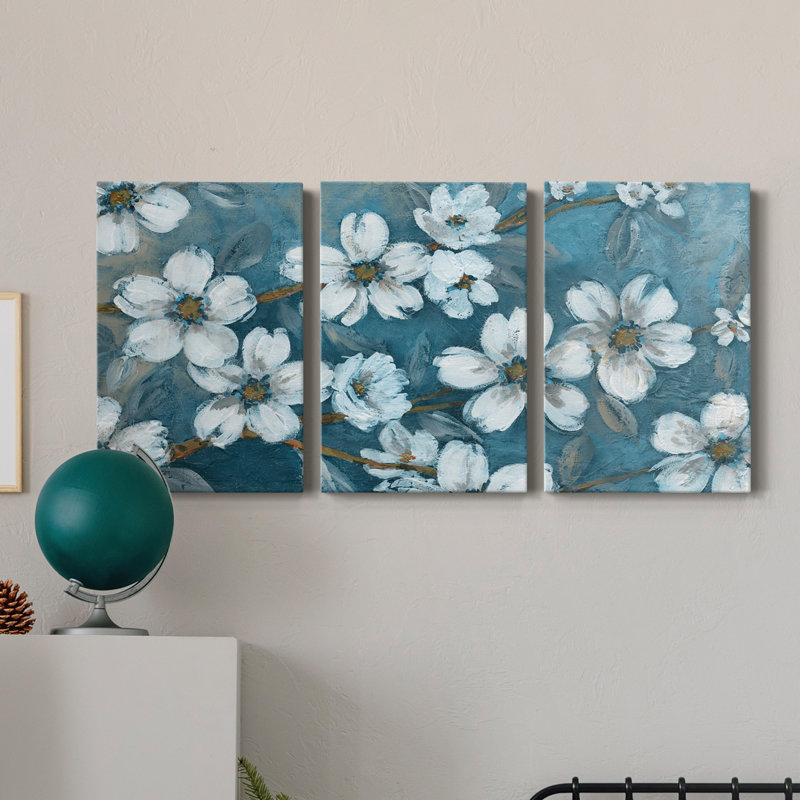 «Blossoms Of Evening» - Toile tendue avec châssis de qualité supérieure - Prêt à être accroché, H 12 po x l 24 po x P 1 po