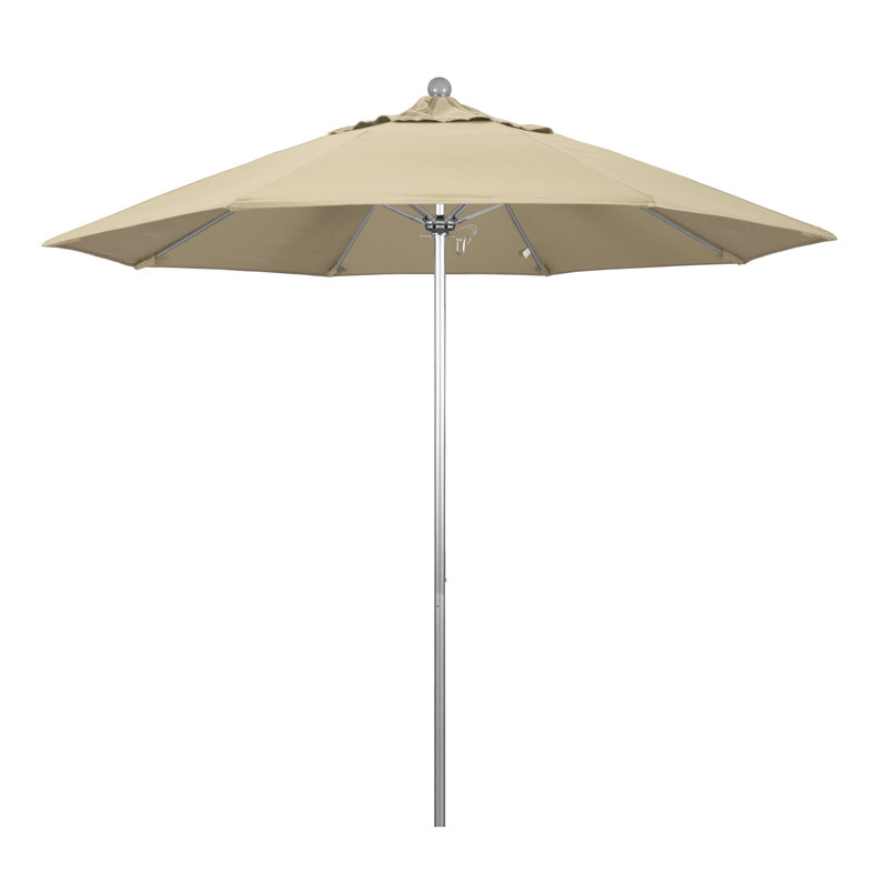 Parasol de marché 9 pi Maria, Toile Sunbrella® beige antique, Argent argent