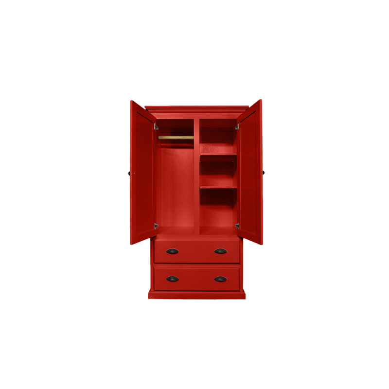 Armoire en bois massif Conda, Rouge