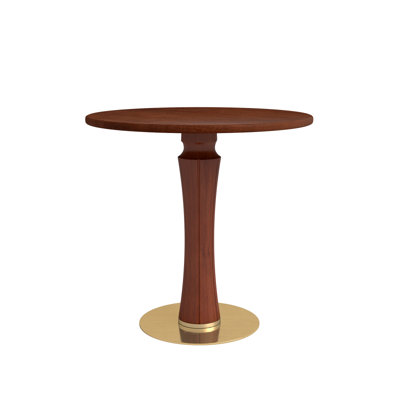 Dining Table de salle à manger ronde rétro en noyer de 80 cm avec base en laiton et bois massif. Table avec pieds en bois et base dorée, table pour 2 personnes pour les petits espaces (seulement la table de Négociation)