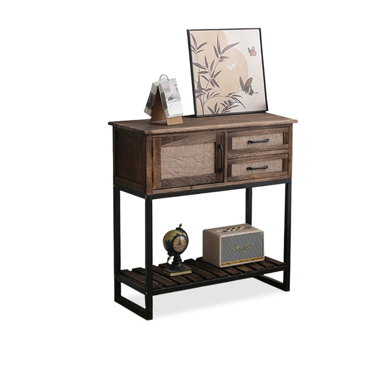 Console rectangulaire en bois manufacturé brun massif