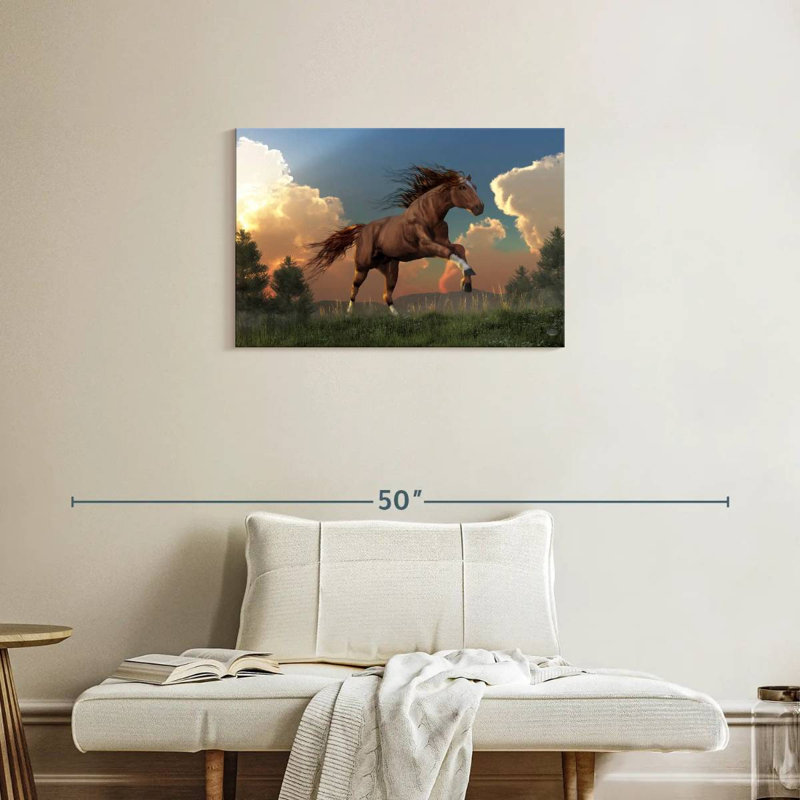 Cheval qui court librement, H 20 po x l 30 po