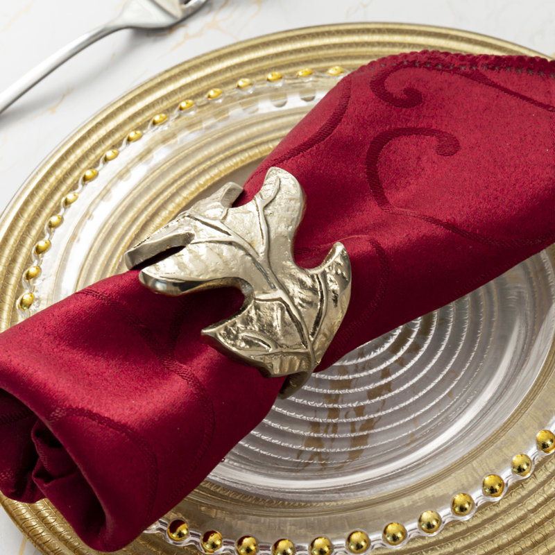 Metal Leaf Napkin Ring (Set Of 6)