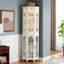 Vitrine blanche avec éclairage et tablettes réglables-1057090393