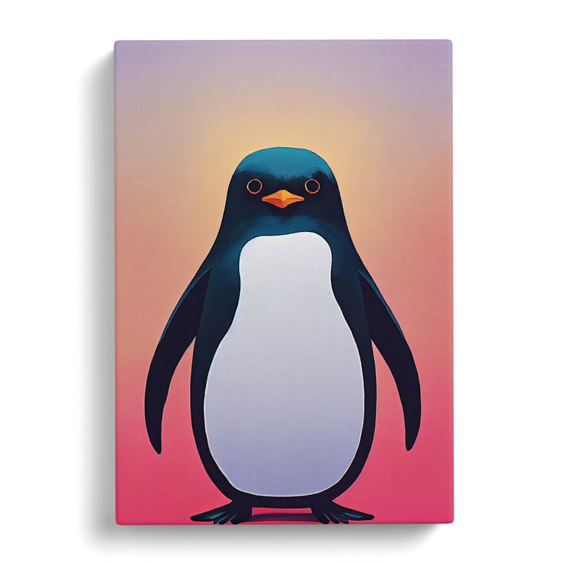 Briner Penguin Vaporwave - Wrapped Canvas, 50cm H x 35cm W x 3cm D