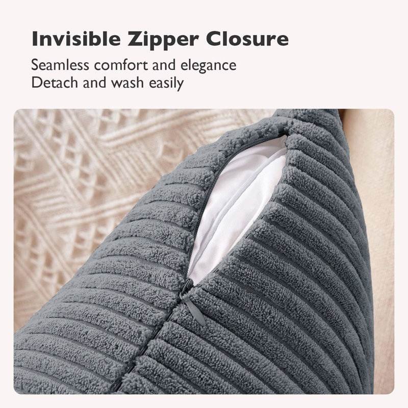 Pattern Velvet Soft Decorative Case Hidden Zipper Sofa Cushion Cover Set Of 4, Grey
