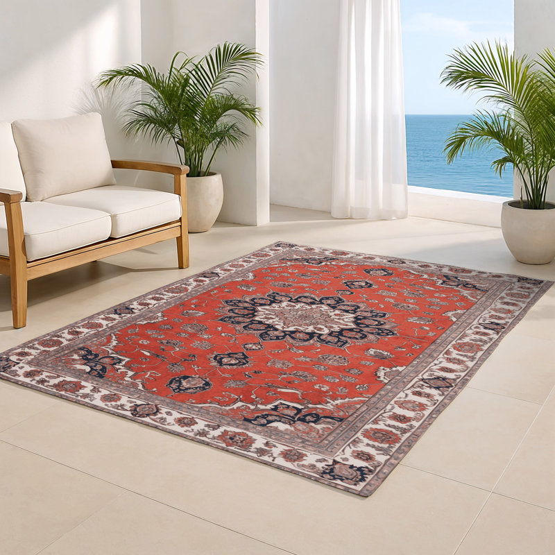 Tabriz Pink Indoor and Outdoor Area Rug, Rectangle 2' x 3'