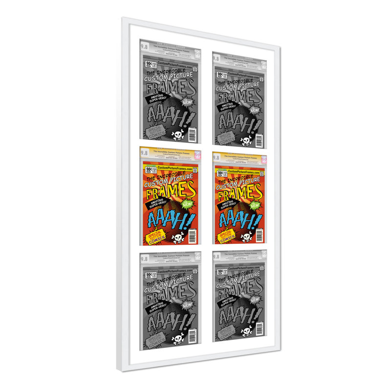Wood Picture Frame with Mat, 8.125" x 13", 20.75" x 44.5", White/White
