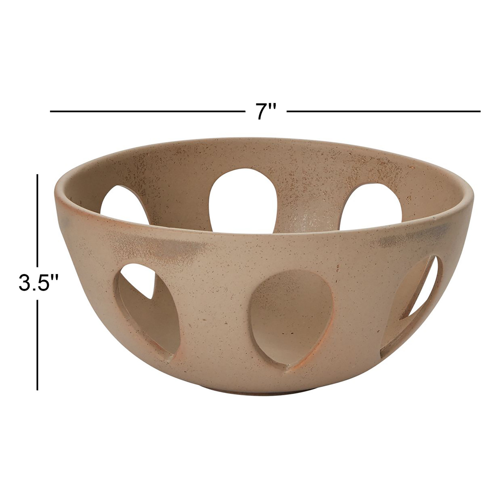 Ardoch Handmade Ceramic Decorative Bowl 1, Tan, 3.5" H x 7" W x 7" D