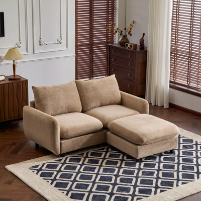 Canapé modulaire en L 3 pièces avec canapé et repose-pieds 3 pièces