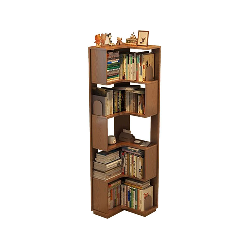 Bibliothèque standard en bois massif noyer moderne, (5 tablettes) H 67,91 po x l 15,75 po x P 15,75 po
