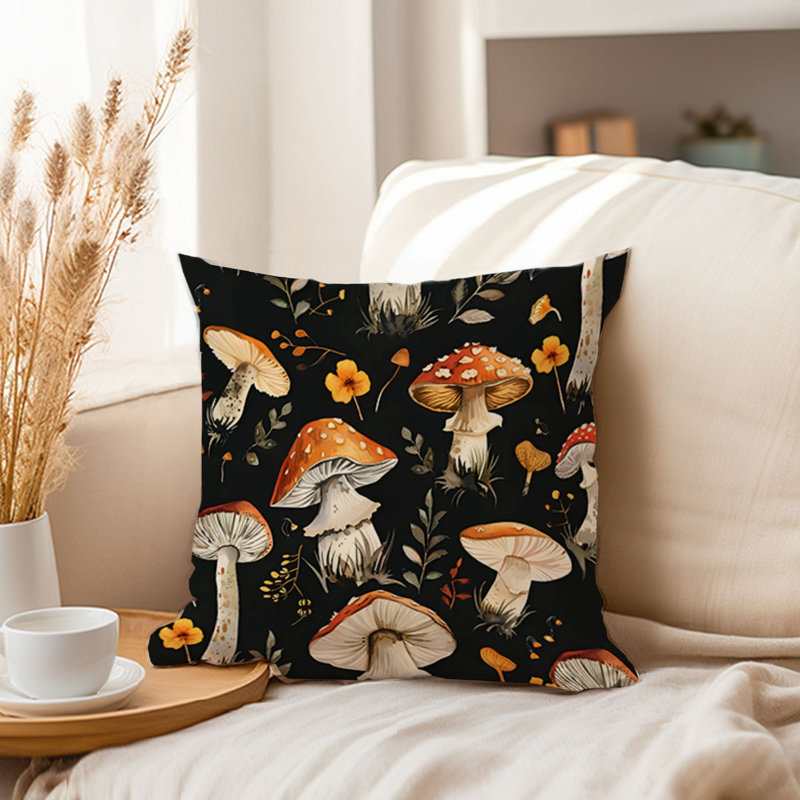 Botanical Mushroom Pattern VII Cottage, 20"H x 20"W