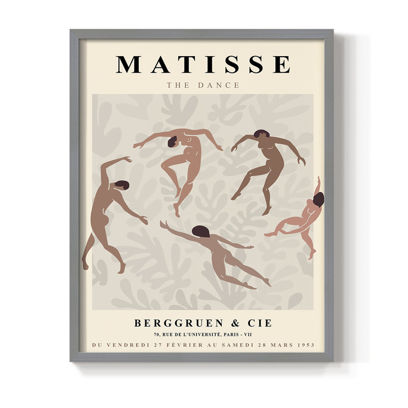Matisse CXCIX, reproduction encadrée - bois massif, Gris, H 10 po x l 8 po