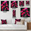 Horloge murale abstraite fleur rouge sur fond noir III-1146494634