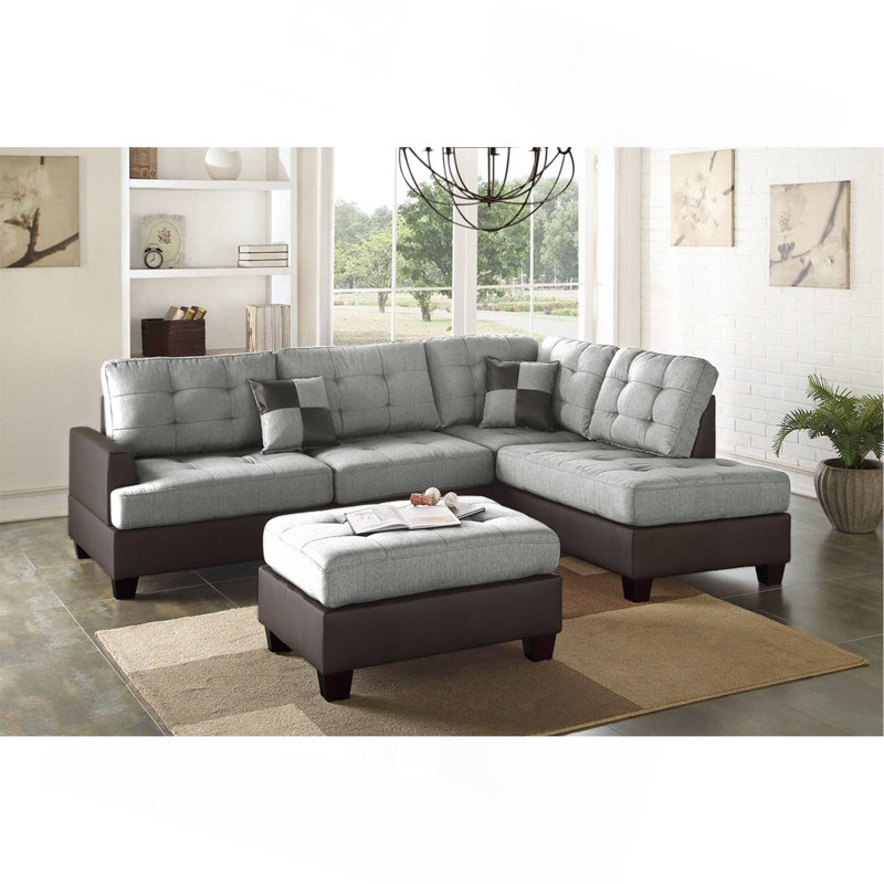 Canapé modulaire contemporain en polyfibre gris et lin