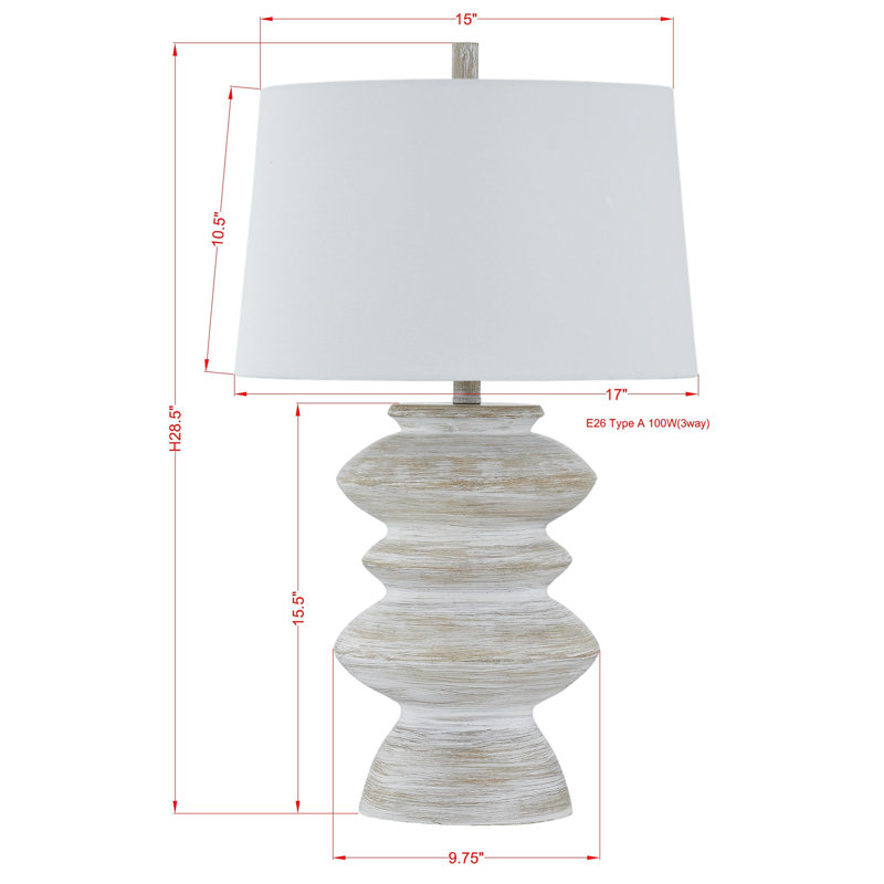 Lampe de table 29 po avec abat-jour en lin Ifeyinwa, blanc délavé