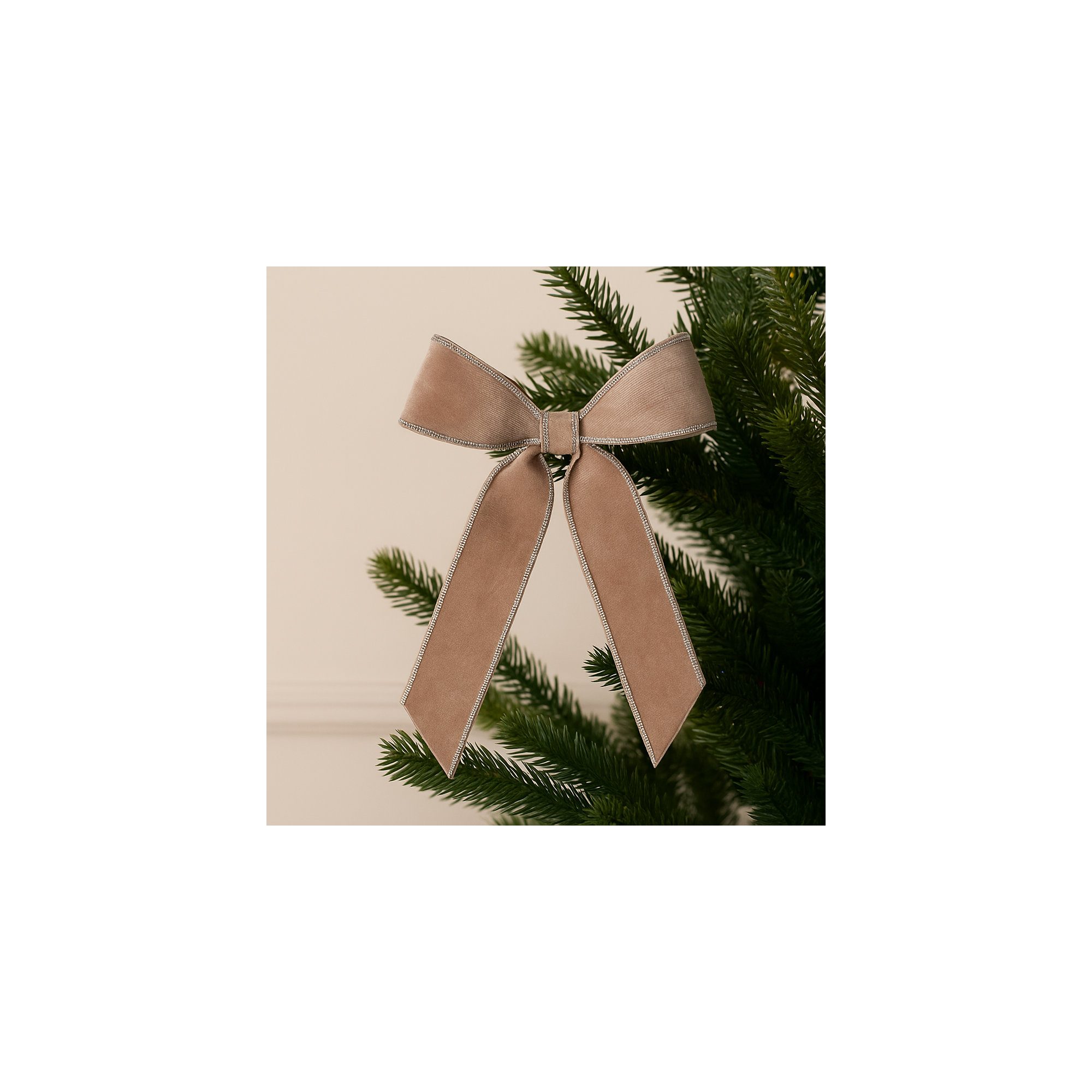 Navy Blue Holiday Bow, Beige;Gray, 2.5'' H x 13'' W x 9.5'' D