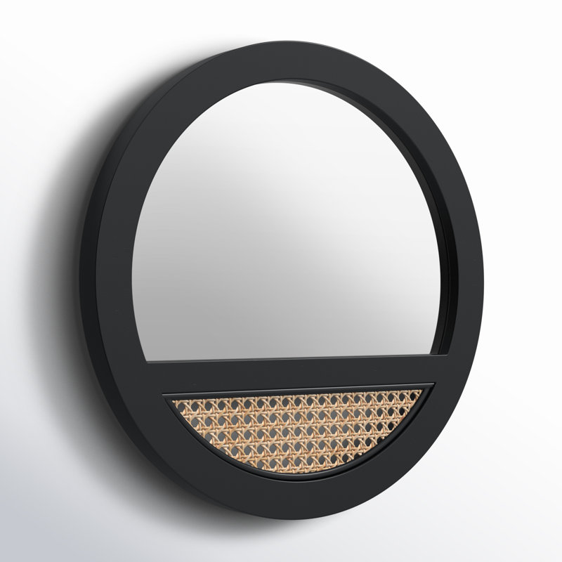 Miroir mural plat Ernesto, 17,50 po x 17,50 po, Noir