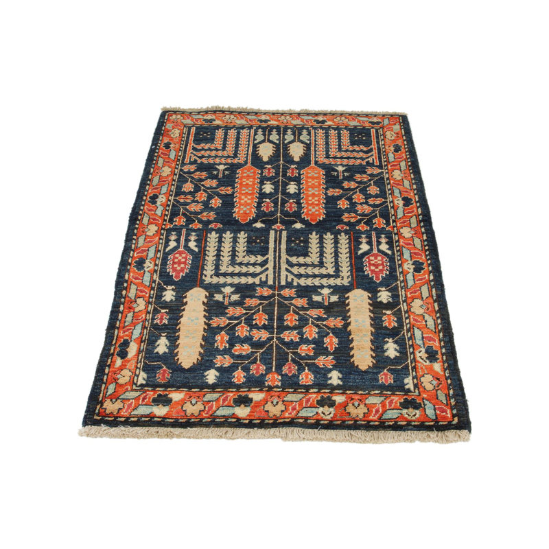 Tapis traditionnel bleu marine et rouge 3 x 4