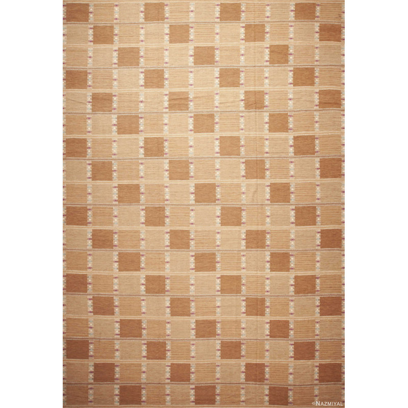 Tapis kilim de conception suédoise Mid-Century moderne à tissage plat de conception unique et de grande taille