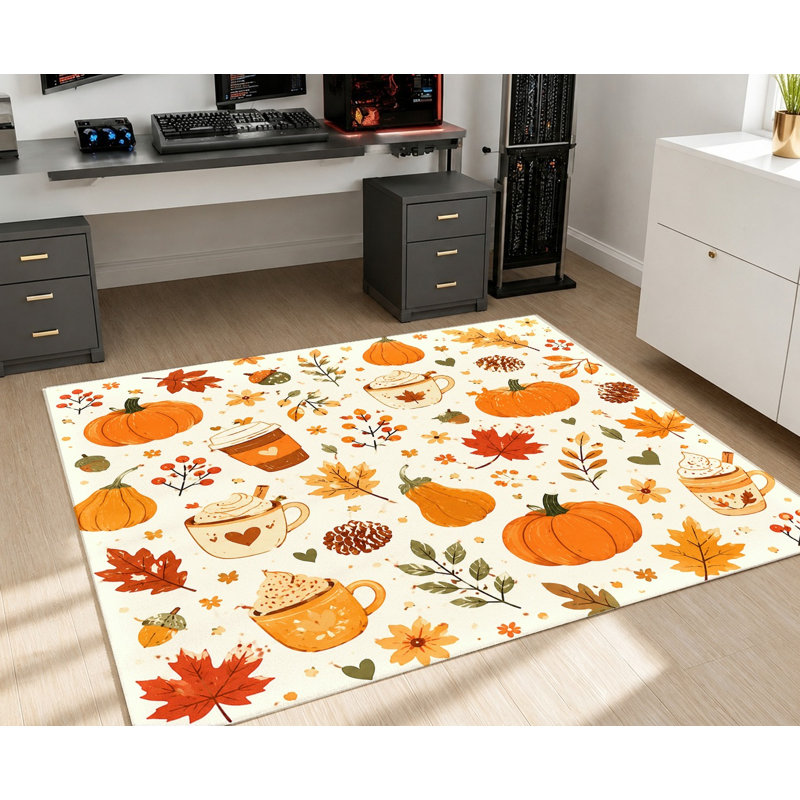 Tapis feuille d'érable Autumn Harvest, Rectangle 3 pi 11 po x 2 pi 7 po (120 x 80 cm)