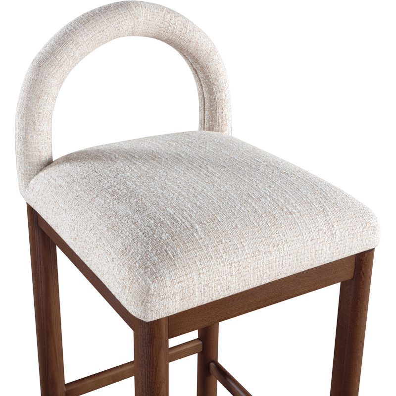 Conrad Letcher Linen Textured Fabric Counter Stool, Beige Fabric Seat/Brown Frame